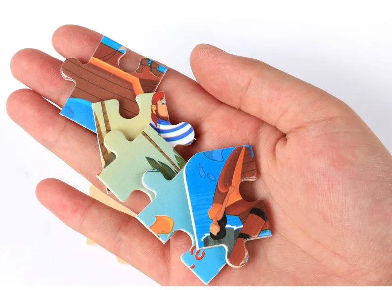 20piece Wooden Puzzle Cartoon Animals Car Letter Number Pattern Jigsaw Puzzles Game Kids Educational Learning Toys for Children