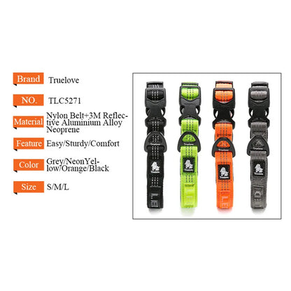 Truelove Dog Collars Set 3M Reflective Collar for Small Medium Large Dogs Puppy Adjustable Padded Soft Nylon Comfy Neck TLC5271