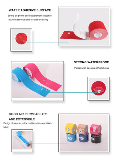 1 Roll Muscle Tape Bandage Sports Kinesiology Tape Roll Cotton Elastic Adhesive Strain Injury Muscle Sticker Kinesiologe