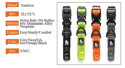 Truelove Dog Collars Set 3M Reflective Collar for Small Medium Large Dogs Puppy Adjustable Padded Soft Nylon Comfy Neck TLC5271
