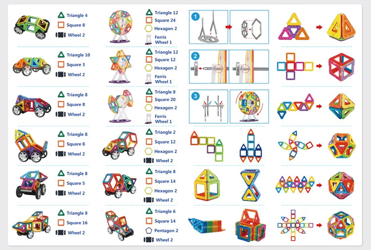 VINEDI Big Size Magnetic Building Blocks Magnetic Tiles Magnet Designer Construction Blocks Montessori Educational Toys For Kids