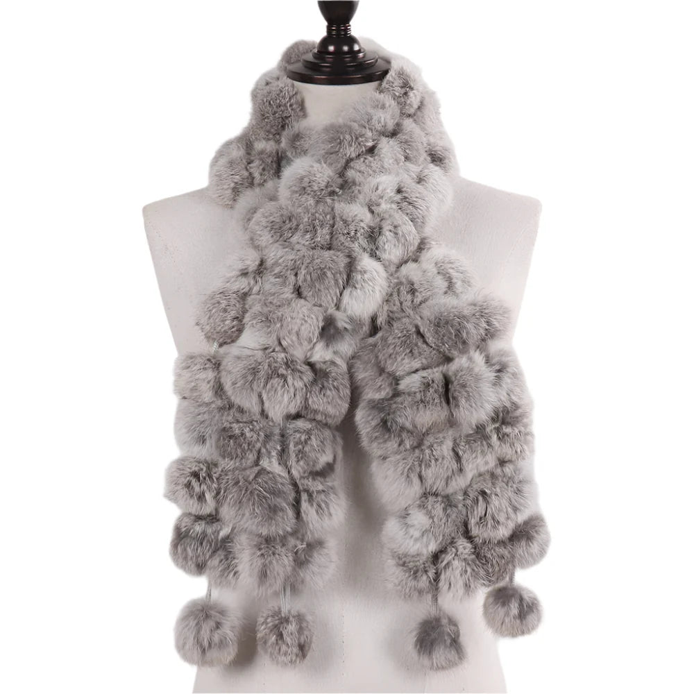 Women’s Winter Warm Rabbit Fur Scarf - 100% Genuine Natural Fur Muffler, Stylish & Cozy Cold-Weather Accessory, Hot Sale