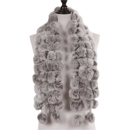 Women’s Winter Warm Rabbit Fur Scarf - 100% Genuine Natural Fur Muffler, Stylish & Cozy Cold-Weather Accessory, Hot Sale