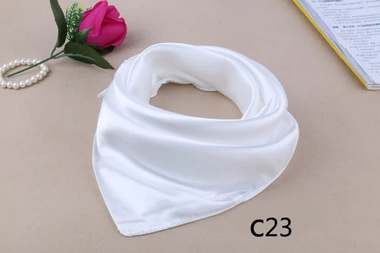 WZCX 60*60cm Women Solid Color Silk Scarf Spring Autumn Fashion New Simple Square Scarfs For Ladies Female Scarf
