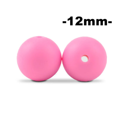 LOFCA 12mm 100pcs Silicone Beads Round Teether Baby Nursing Necklace Pacifier Clip Oral Care BPA Free Food Grade Colorful