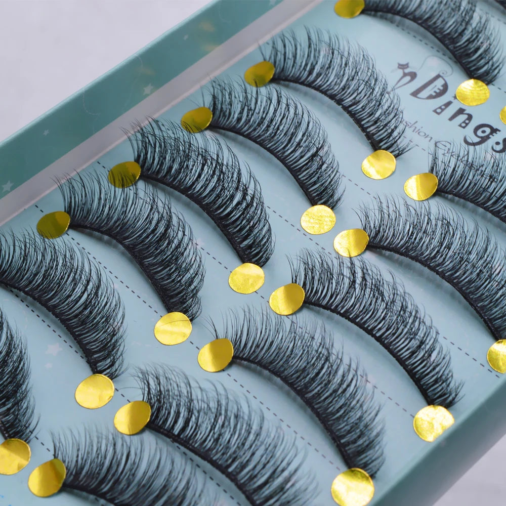 10 Pairs 3D Soft False Eyelash Faux Min Eyelashes Extension Natural Messy Wispy Fluffy Fake Lashes Make up tools 3D66-71