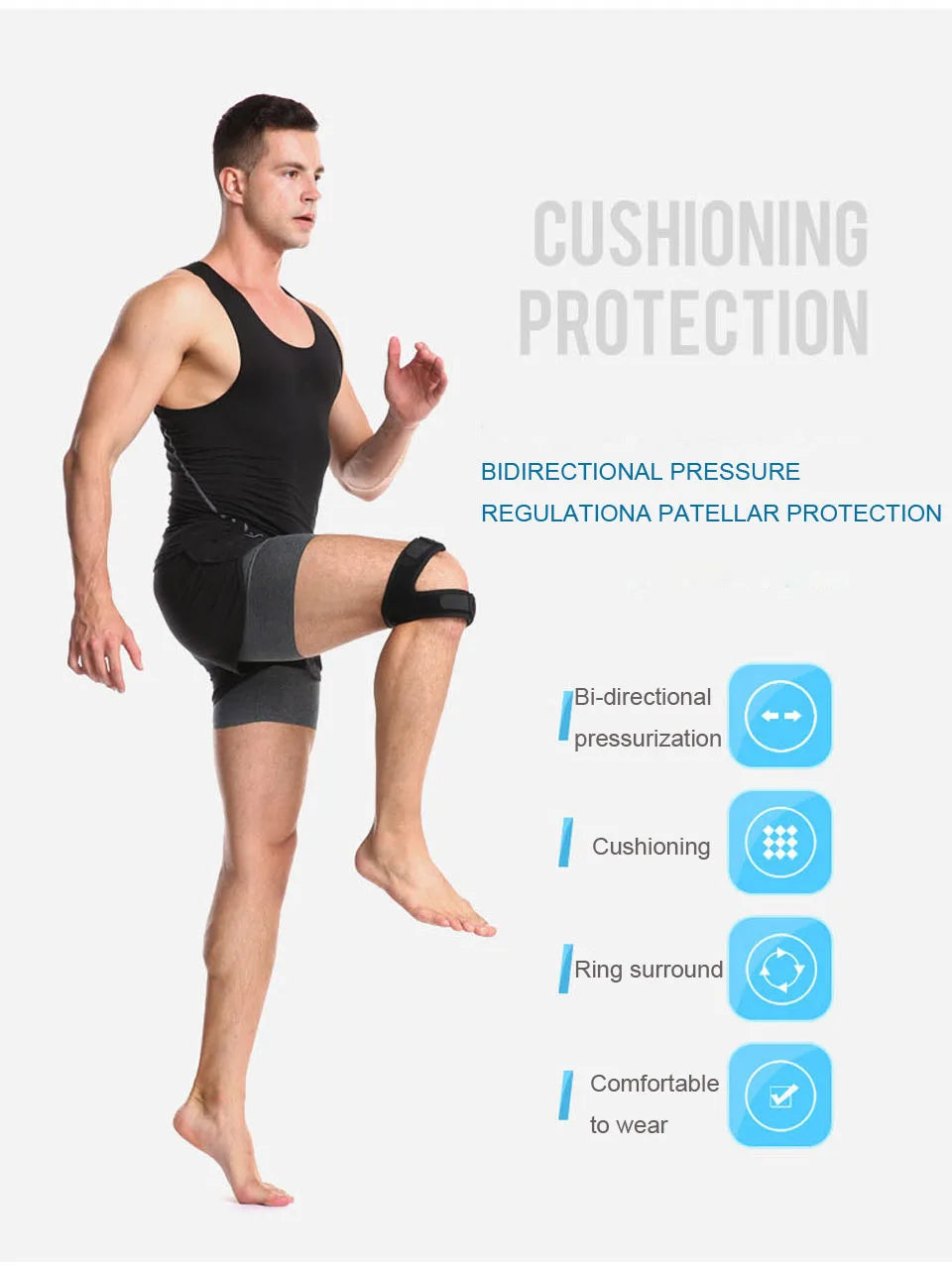 AOLIKES 1PCS Pressurized Knee Wrap Sleeve Support Bandage Pad Elastic Braces Knee Hole Kneepad Safety Basketball Tennis Cycling