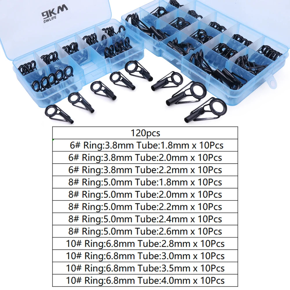 Fishing Rod Guide Tip Repair Kit Set 24~230Pcs Rod Building Guide Stainless Steel Ceramic Ring Saltwater Freshwater Fishing Box