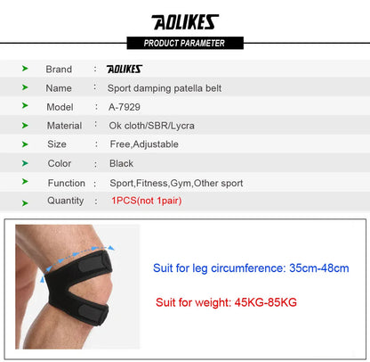 AOLIKES 1PCS Pressurized Knee Wrap Sleeve Support Bandage Pad Elastic Braces Knee Hole Kneepad Safety Basketball Tennis Cycling
