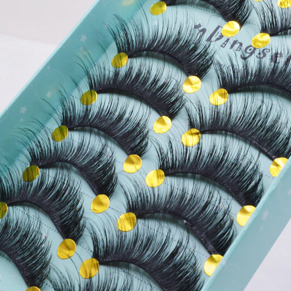 10 Pairs 3D Soft False Eyelash Faux Min Eyelashes Extension Natural Messy Wispy Fluffy Fake Lashes Make up tools 3D66-71