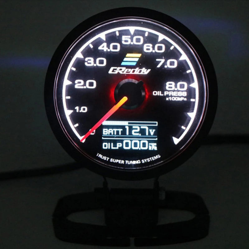 62mm GReddi LCD Digital Display Car Gauge Oil Pressure Oil Temperature Water Temperature Voltmeter Boost Gauge