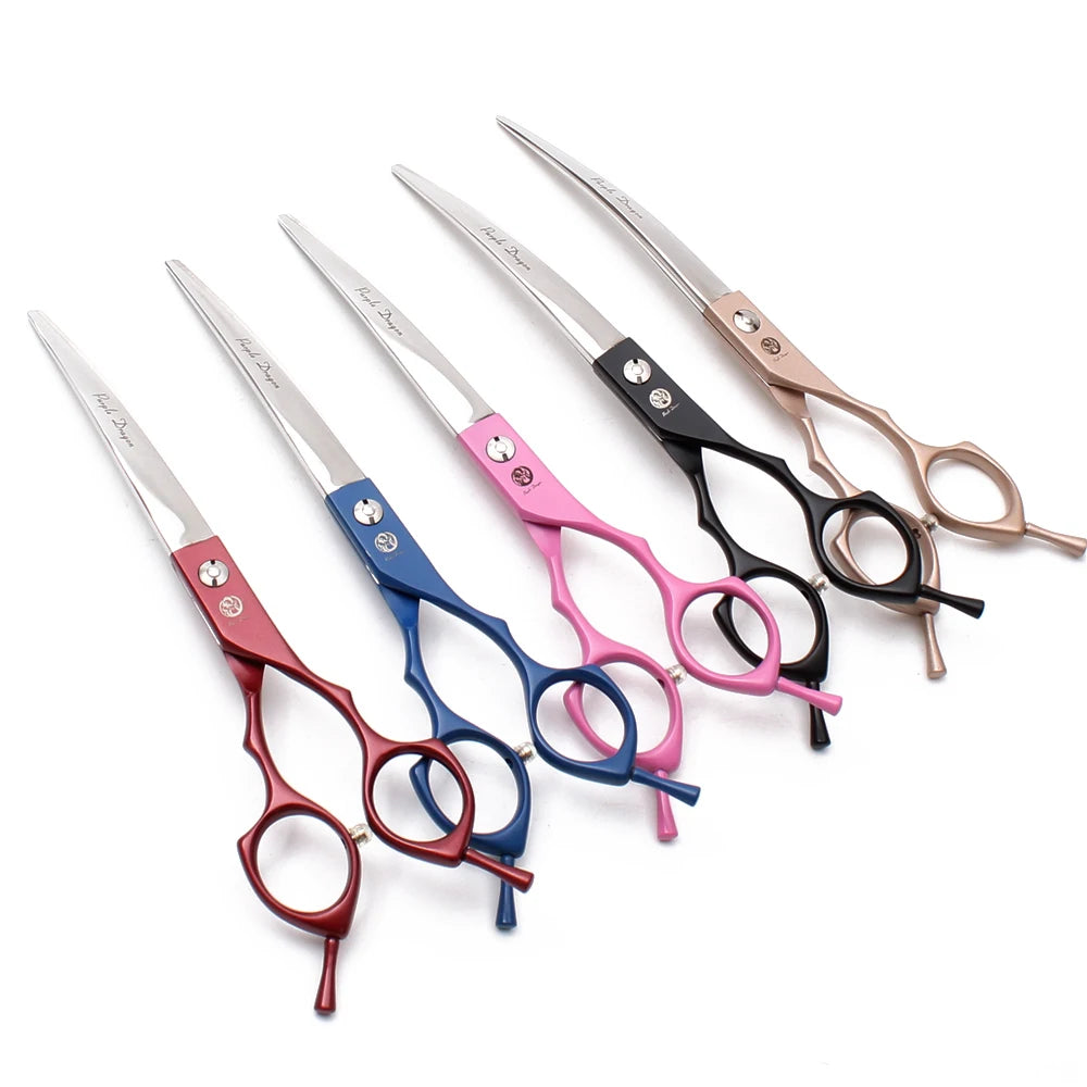 Purple Dragon 6.5" 7" Japan 440C Dog Grooming Scissors Straight Shears Chunker Shars Up/Down Curved Scissors Pet Scissors Z4009