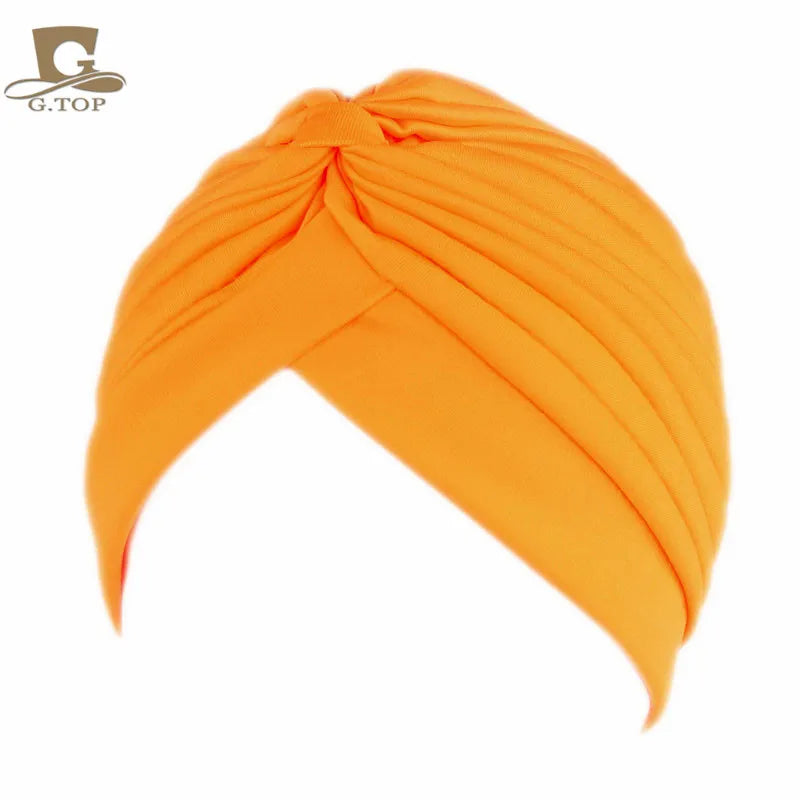 New Knotted Ruffle Turban Ladies Soft Headscarf Casual Streetwear Female Muslim Hijab Indian Hats Cancer Chemo Cap Turbante