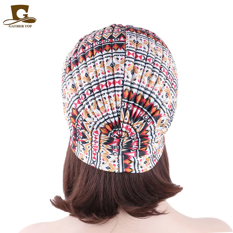 New Knotted Ruffle Turban Ladies Soft Headscarf Casual Streetwear Female Muslim Hijab Indian Hats Cancer Chemo Cap Turbante