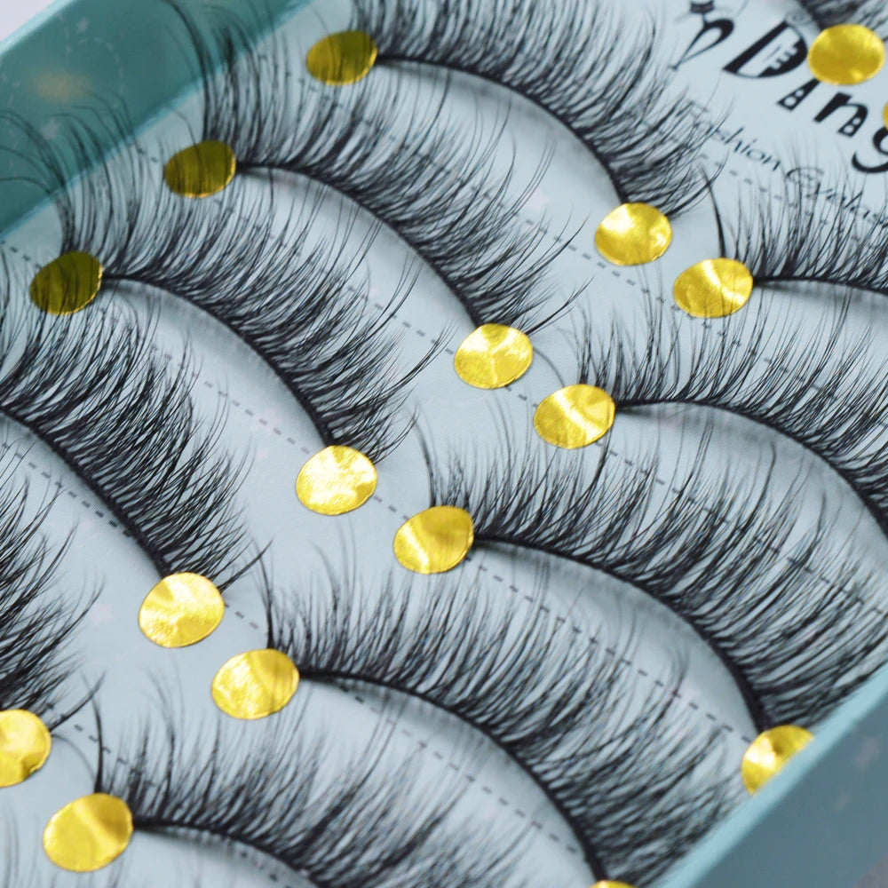 10 Pairs 3D Soft False Eyelash Faux Min Eyelashes Extension Natural Messy Wispy Fluffy Fake Lashes Make up tools 3D66-71