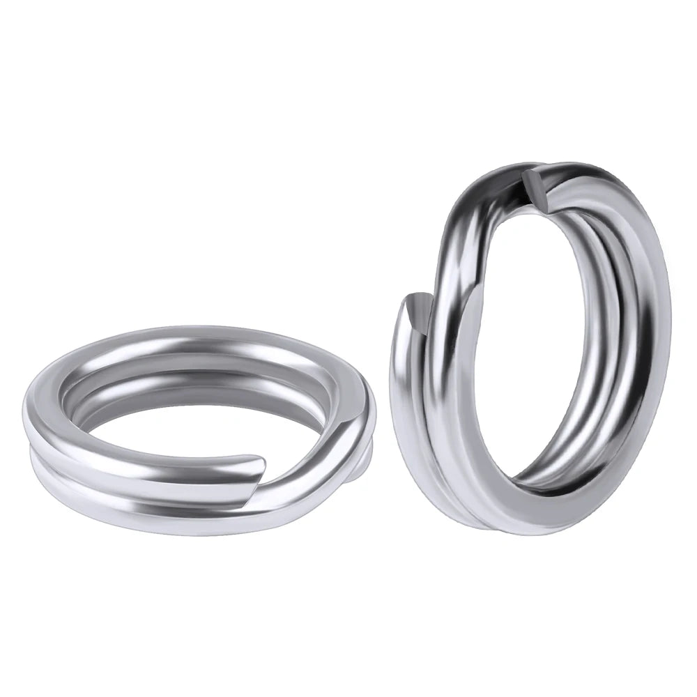 PROBEROS 50pcs Fishing Split Rings for CrankHard Bait Silver Stainless Steel 0#-12# Fishing Connector Accessories tackle