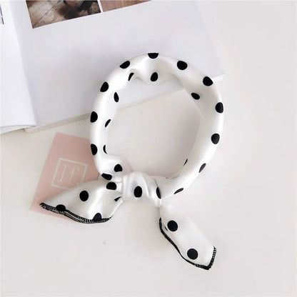 Square Scarf Hair Tie Band For Business Party Women Elegant Small Vintage Skinny Retro Head Neck Silk Satin Scarf