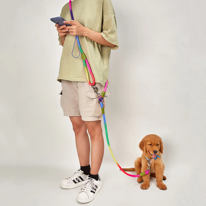CAWAYI KENNEL Reflective Nylon Leashes Pet Dogs Chain Traction Rope Leads for Running Free Hands Rope Chain for Small Large Dogs