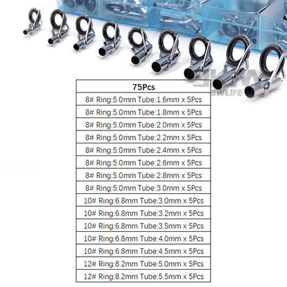 Fishing Rod Guide Tip Repair Kit Set 24~230Pcs Rod Building Guide Stainless Steel Ceramic Ring Saltwater Freshwater Fishing Box