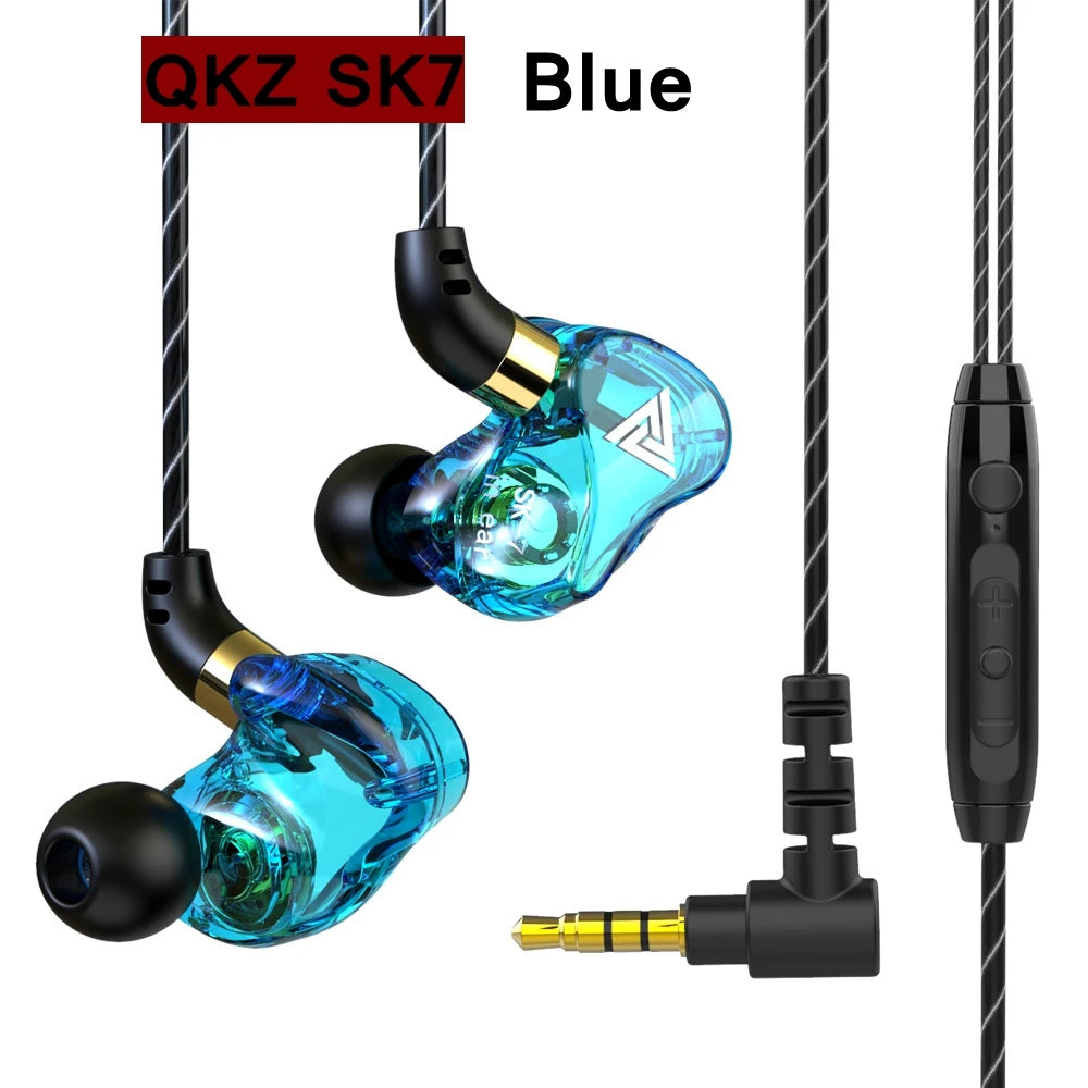 QKZ AK6 SK7 Copper Driver HiFi Wired Earphone with MIC Sport Running Headphones Bass Stereo Headset Music Earbuds fone de ouvido