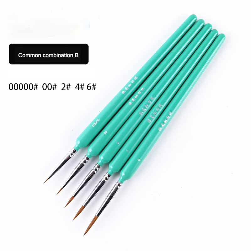 4/5/10pcs Miniature Hook Line Pen Art Painting Brushes Weasel Hair Paint Brush Gouache Watercolor Oil Paint Artists Hand Painted