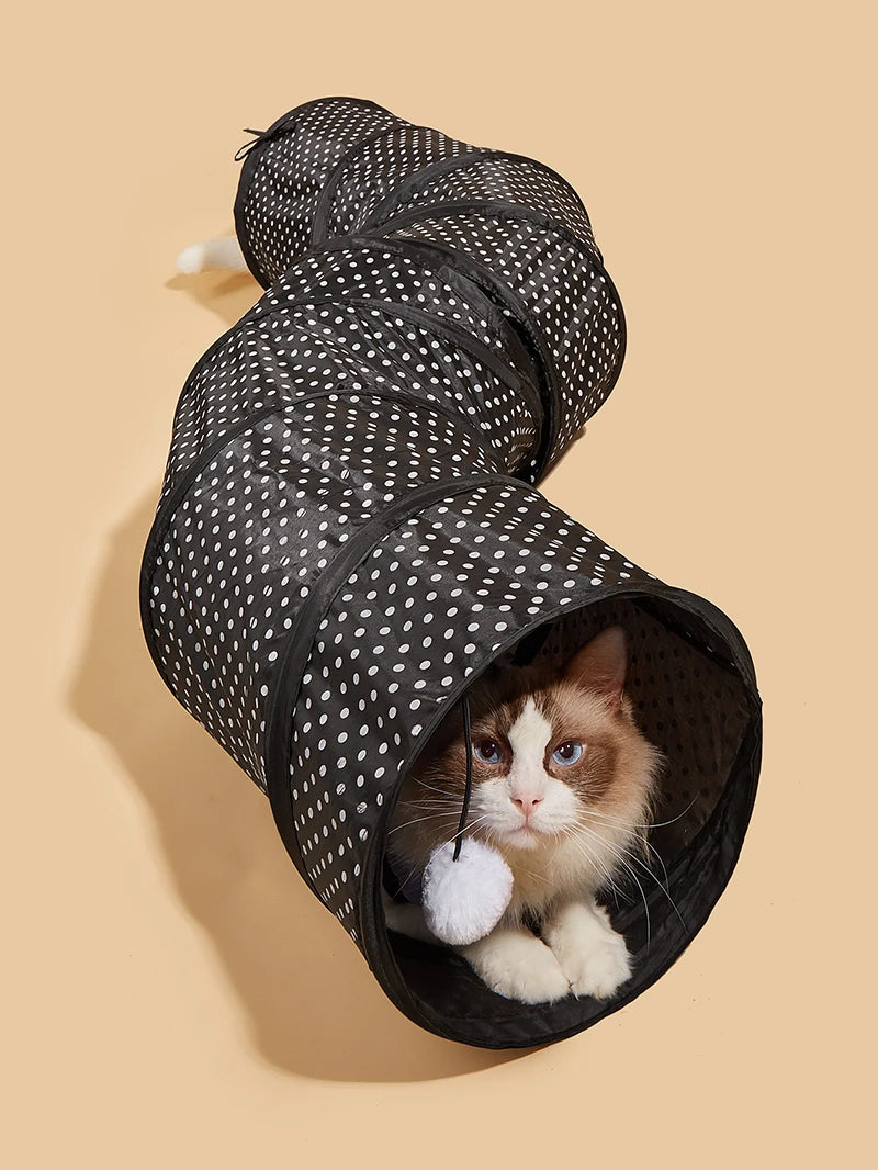 CAWAYI KENNEL Pet Cat Tunnel S-shape Collapsible Hole Indoor Outdoor Tube Kitty Tunnel Cat Pet Toy Space-Saving Cat Training Toy