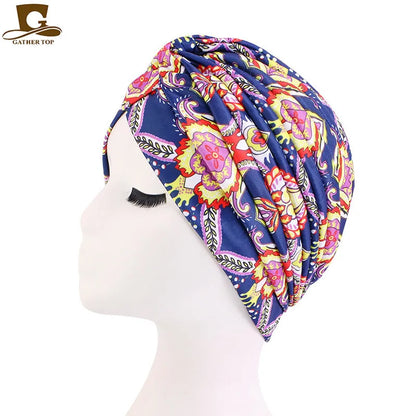 New Knotted Ruffle Turban Ladies Soft Headscarf Casual Streetwear Female Muslim Hijab Indian Hats Cancer Chemo Cap Turbante
