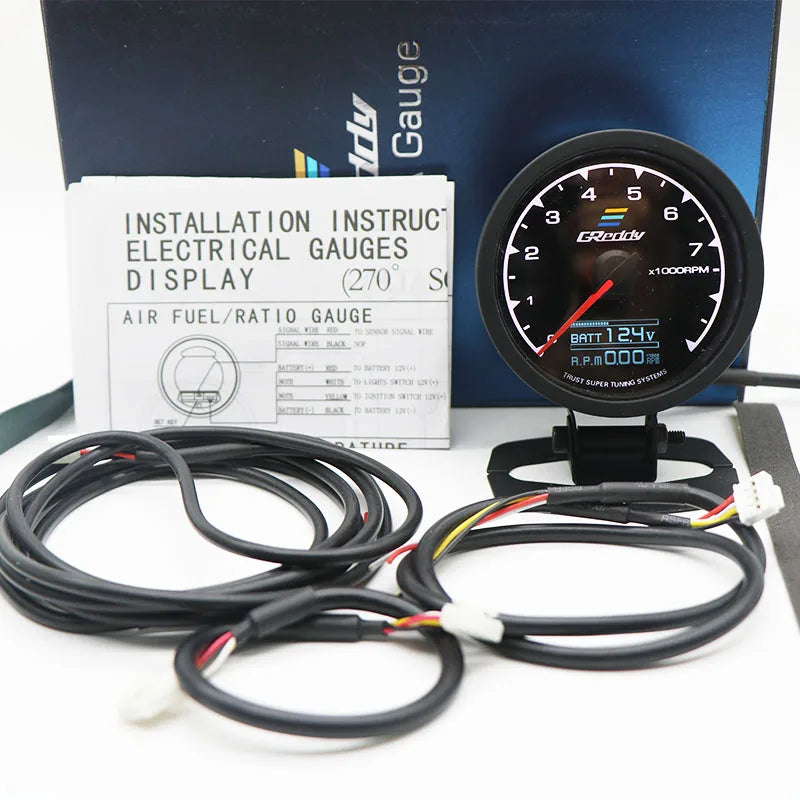 62mm GReddi LCD Digital Display Car Gauge Oil Pressure Oil Temperature Water Temperature Voltmeter Boost Gauge