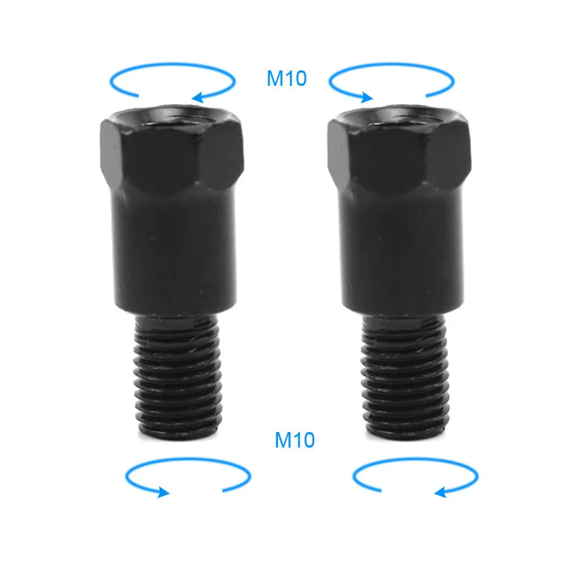1 Pair Black Silver Motorcycle Rear Mirror Adapters M10 10MM Clockwise Anti-clockwise Right Left Hand Thread Changing Screw