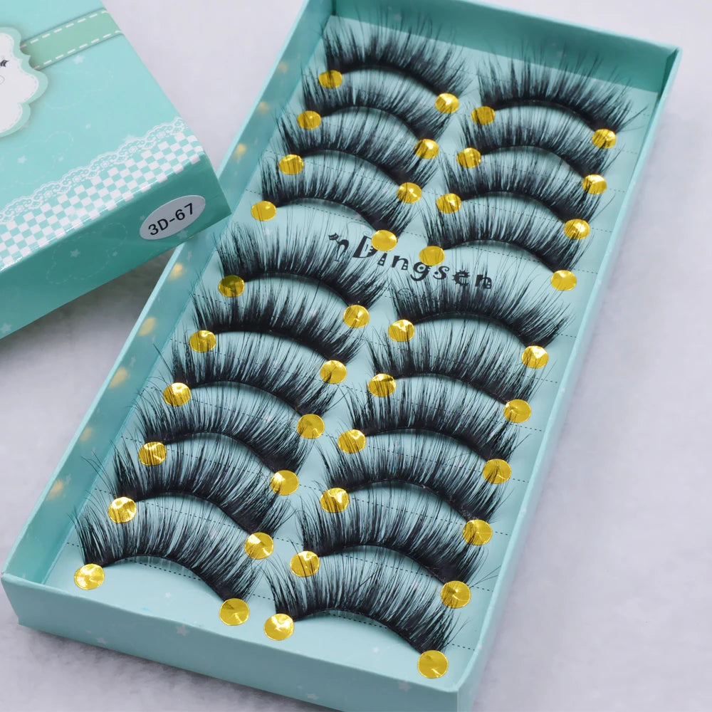10 Pairs 3D Soft False Eyelash Faux Min Eyelashes Extension Natural Messy Wispy Fluffy Fake Lashes Make up tools 3D66-71