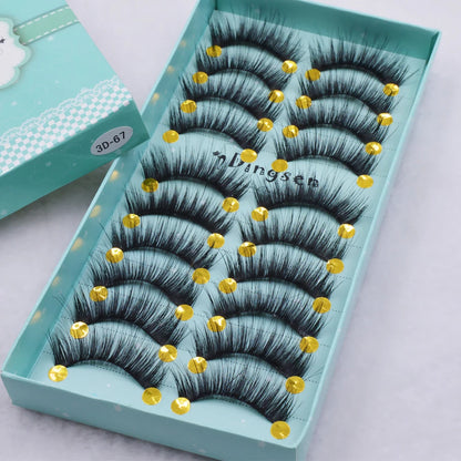 10 Pairs 3D Soft False Eyelash Faux Min Eyelashes Extension Natural Messy Wispy Fluffy Fake Lashes Make up tools 3D66-71