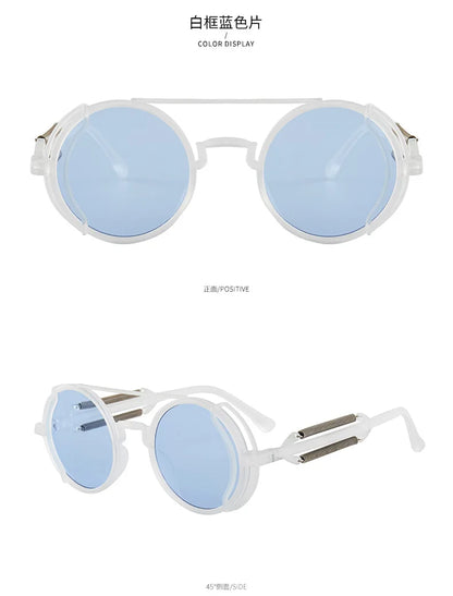 3 Pcs/Set Classic Gothic Steampunk Sunglasses Luxury Brand Designer High Quality Men and Women Retro Round Pc Frame Sunglasses
