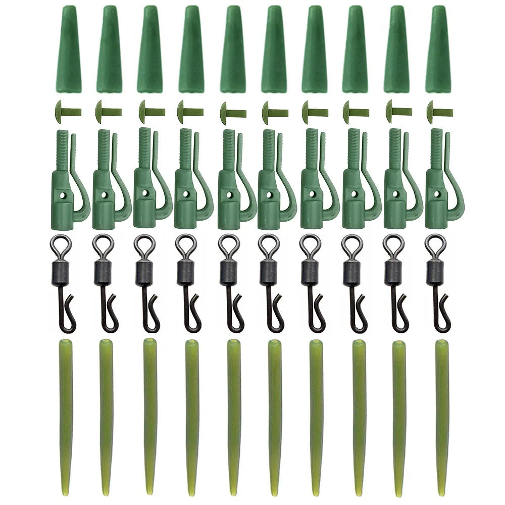 10 sets Carp Fishing Accessories Lead Clip Quick Change Swivel Tail Rubber Anti Tangle Sleeves Carp Rig Coarse Fishing Tackle