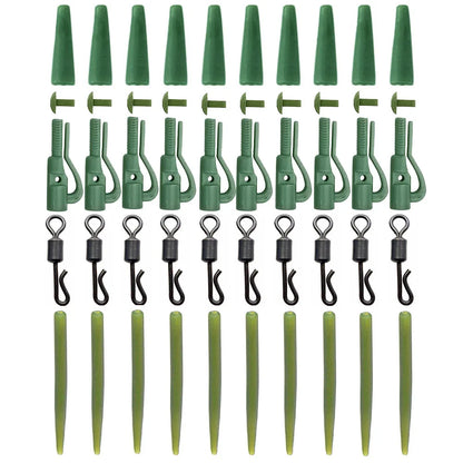 10 sets Carp Fishing Accessories Lead Clip Quick Change Swivel Tail Rubber Anti Tangle Sleeves Carp Rig Coarse Fishing Tackle