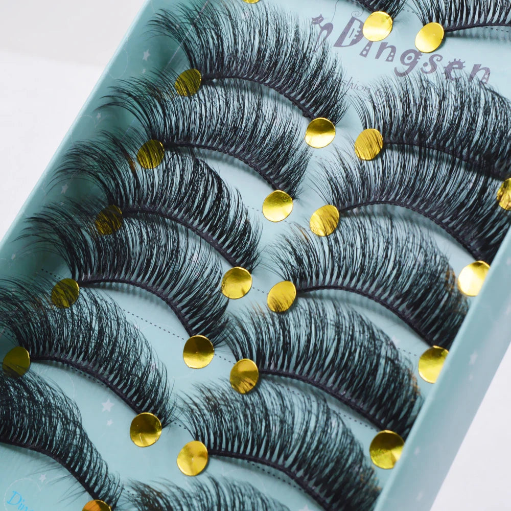 10 Pairs 3D Soft False Eyelash Faux Min Eyelashes Extension Natural Messy Wispy Fluffy Fake Lashes Make up tools 3D66-71