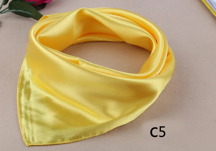 WZCX 60*60cm Women Solid Color Silk Scarf Spring Autumn Fashion New Simple Square Scarfs For Ladies Female Scarf