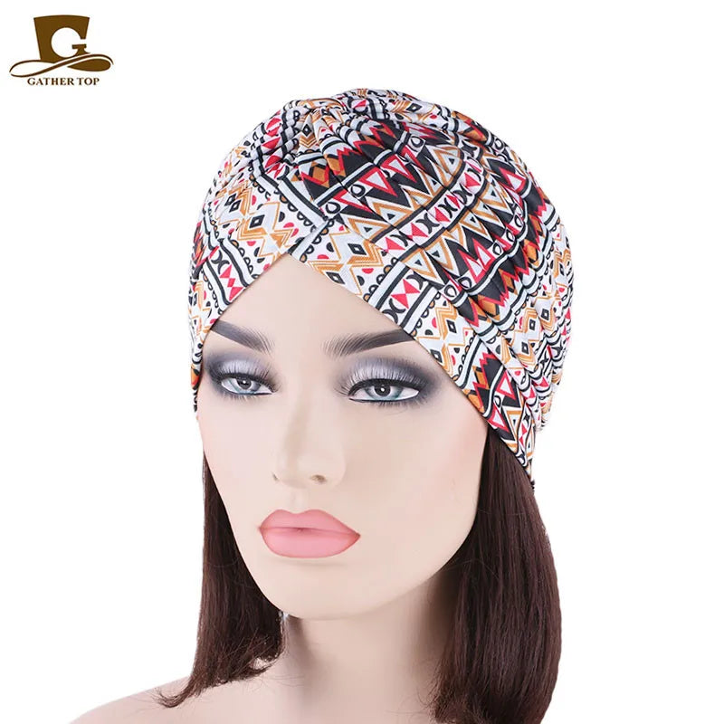 New Knotted Ruffle Turban Ladies Soft Headscarf Casual Streetwear Female Muslim Hijab Indian Hats Cancer Chemo Cap Turbante