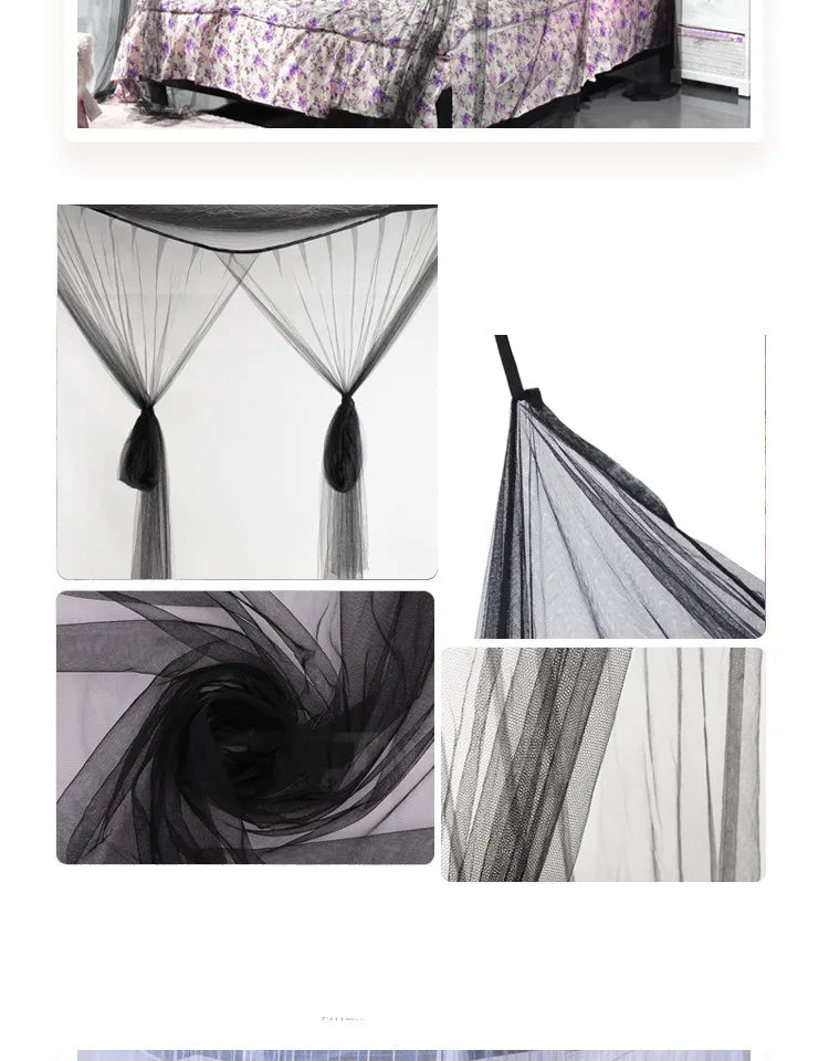 Sexy Mosquito Net Palace Four Door King/Queen Double Size Home Single  Bed Prevent Insect Outdoor Square Grace White Canopy Net