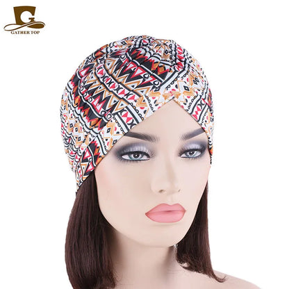 New Knotted Ruffle Turban Ladies Soft Headscarf Casual Streetwear Female Muslim Hijab Indian Hats Cancer Chemo Cap Turbante