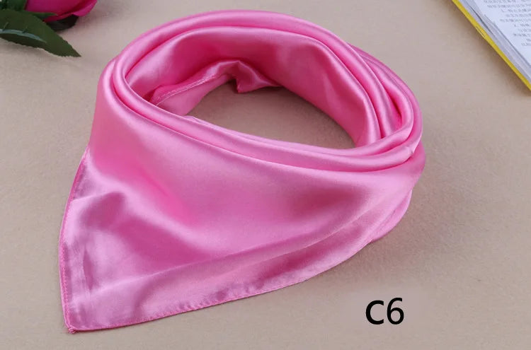 WZCX 60*60cm Women Solid Color Silk Scarf Spring Autumn Fashion New Simple Square Scarfs For Ladies Female Scarf