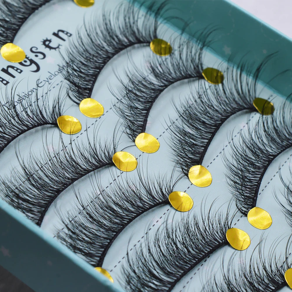 10 Pairs 3D Soft False Eyelash Faux Min Eyelashes Extension Natural Messy Wispy Fluffy Fake Lashes Make up tools 3D66-71