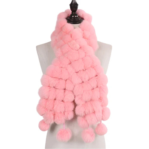 Women’s Winter Warm Rabbit Fur Scarf - 100% Genuine Natural Fur Muffler, Stylish & Cozy Cold-Weather Accessory, Hot Sale
