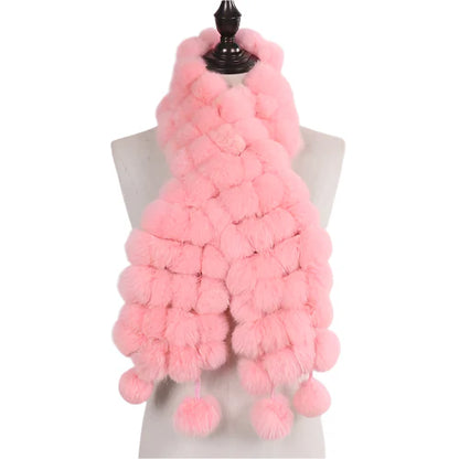 Women’s Winter Warm Rabbit Fur Scarf - 100% Genuine Natural Fur Muffler, Stylish & Cozy Cold-Weather Accessory, Hot Sale