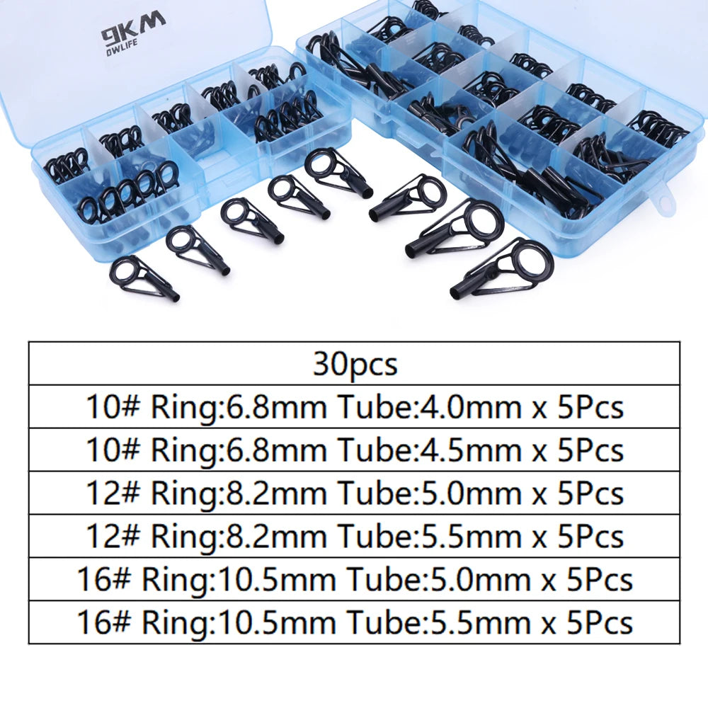 Fishing Rod Guide Tip Repair Kit Set 24~230Pcs Rod Building Guide Stainless Steel Ceramic Ring Saltwater Freshwater Fishing Box
