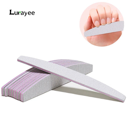 Nail File Buffer 100/180 Grit Half Moon Nail Files Double Side Sandpaper Nail Sanding Grinding Gel Nail Polish Manicure Tool