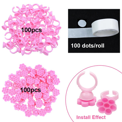 DIY Eyelash Extension Fans Flowering Cup Glue Holder Ring Flower Shape Pigment Tray For Grafting Eye Lashes Wholesale