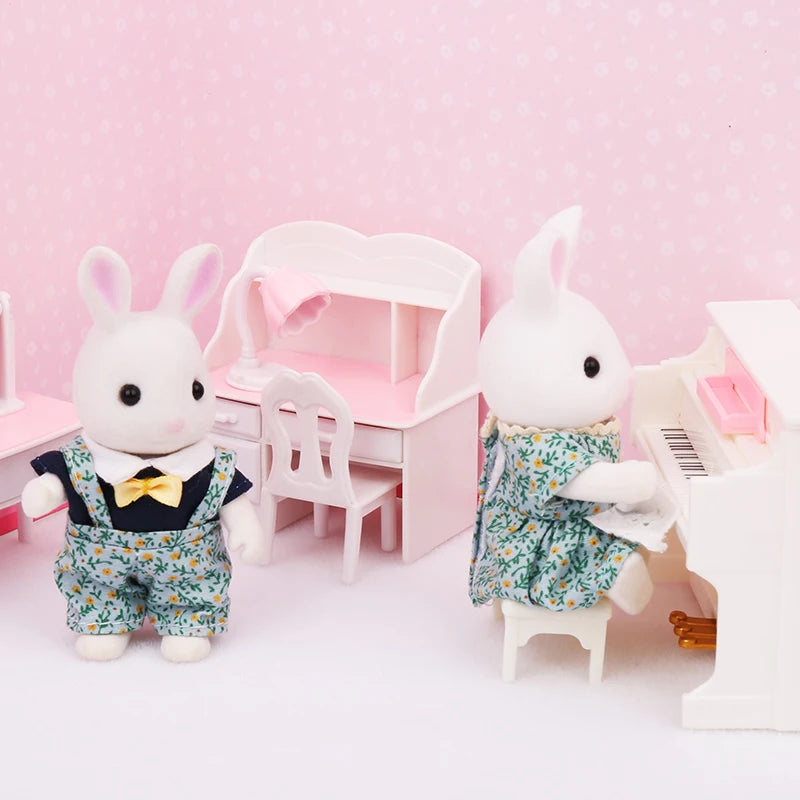 Forest Animal Family Dollhouse Furniture 1/12 Miniature Toys Girl Dolls Accessories Bedroom Bathroom Dollhouse Kit For Dolls