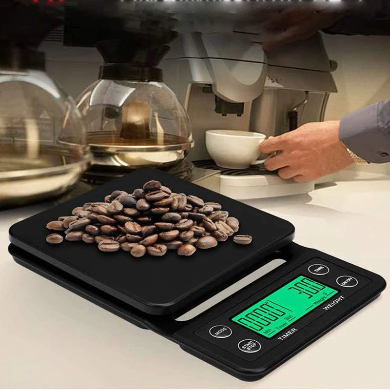 Portable Electronic Digital Kitchen Scale Coffee Brewing Timer High Precision 5kg 0.1g LCD Display Food Drip Scales