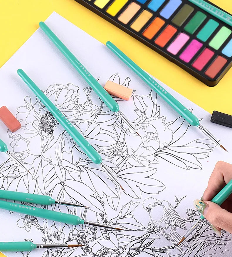 4/5/10pcs Miniature Hook Line Pen Art Painting Brushes Weasel Hair Paint Brush Gouache Watercolor Oil Paint Artists Hand Painted