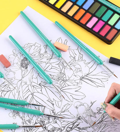 4/5/10pcs Miniature Hook Line Pen Art Painting Brushes Weasel Hair Paint Brush Gouache Watercolor Oil Paint Artists Hand Painted